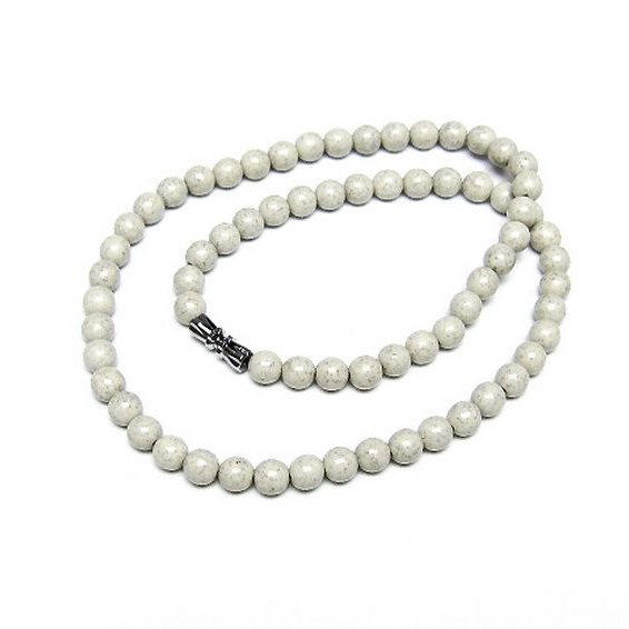 台湾産 北投石 天然ラジウム効果 ネックレス 6mm [t323-3174]