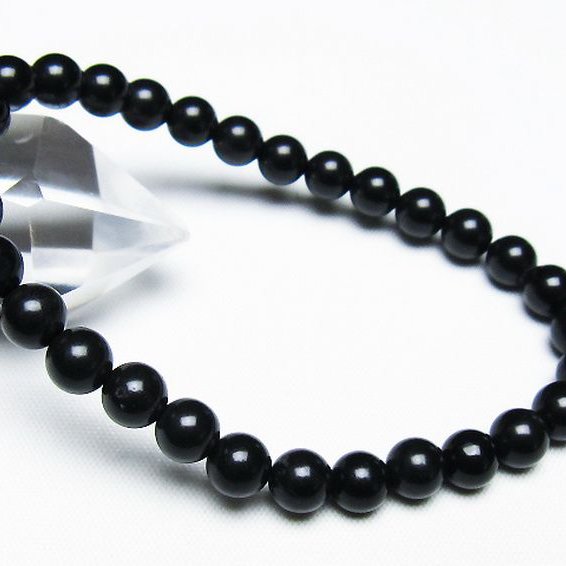 北海道上ノ国町産 ブラックシリカブレスレット 6mm [T325-5160]