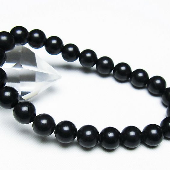 北海道上ノ国町産 ブラックシリカブレスレット 8mm [T325-5180]