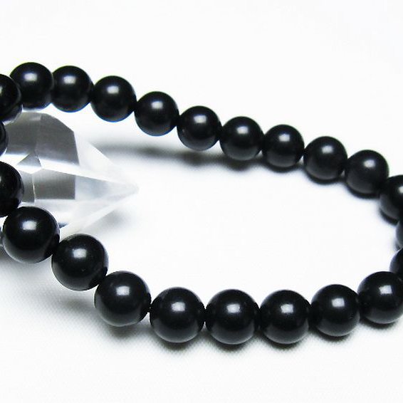 北海道上ノ国町産 ブラックシリカブレスレット 8mm [T325-5187]