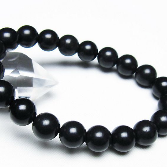 北海道上ノ国町産 ブラックシリカブレスレット 10mm [T325-5223]