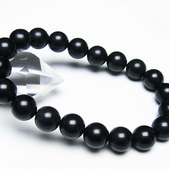 北海道上ノ国町産 ブラックシリカブレスレット 10mm [T325-5231]