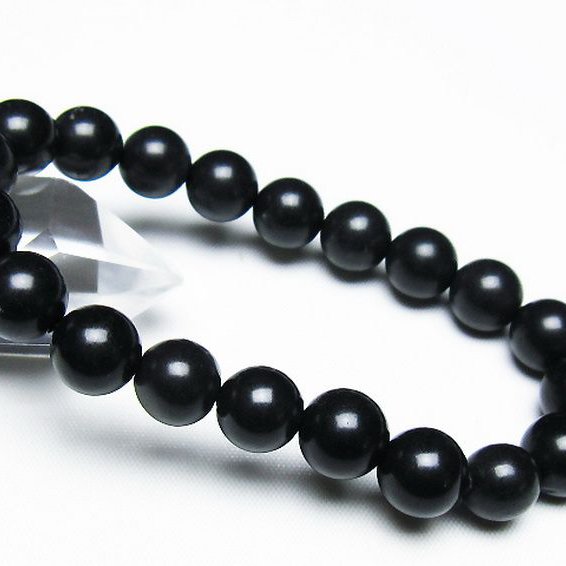 北海道上ノ国町産 ブラックシリカブレスレット 10mm [T325-5246]