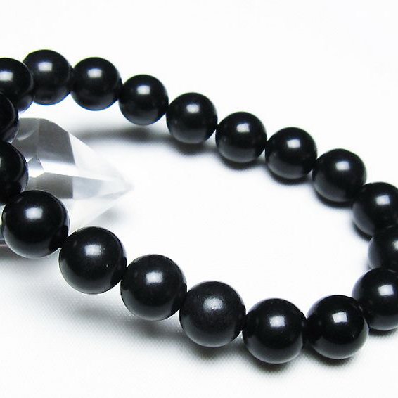 北海道上ノ国町産 ブラックシリカブレスレット 11mm [T325-5248]