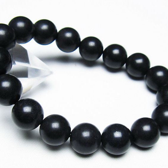 北海道上ノ国町産 ブラックシリカブレスレット 12mm [T325-5264]