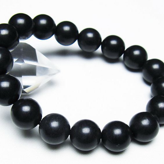 北海道上ノ国町産 ブラックシリカブレスレット 12mm [T325-5268]