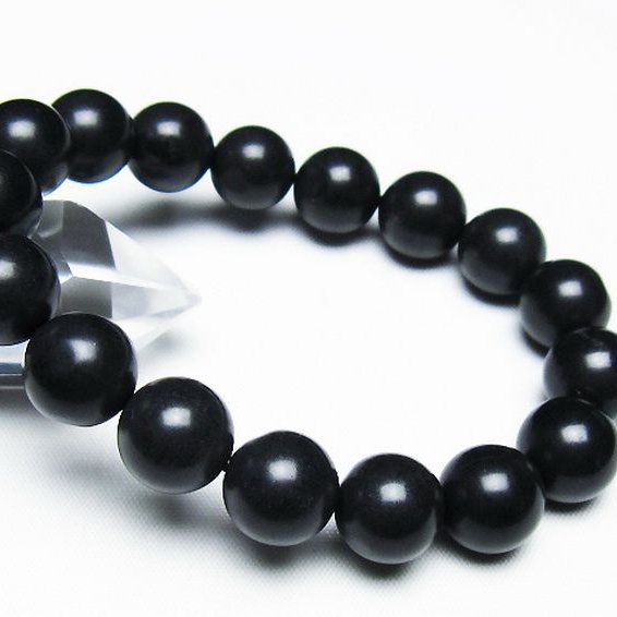 北海道上ノ国町産 ブラックシリカブレスレット 12mm [T325-5273]