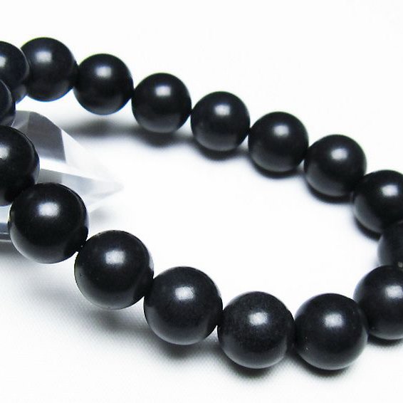 北海道上ノ国町産 ブラックシリカブレスレット 12mm [T325-5277]