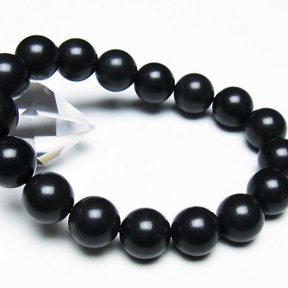 北海道上ノ国町産 ブラックシリカブレスレット 12mm [T325-5295]