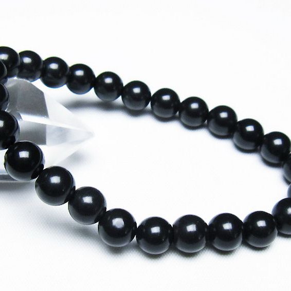 北海道上ノ国町産 ブラックシリカブレスレット 8mm [t325-5335]