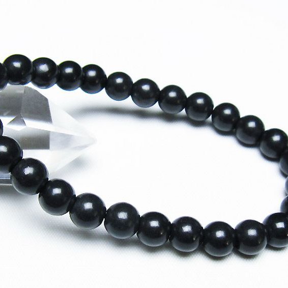 北海道上ノ国町産 ブラックシリカブレスレット 8mm [t325-5355]