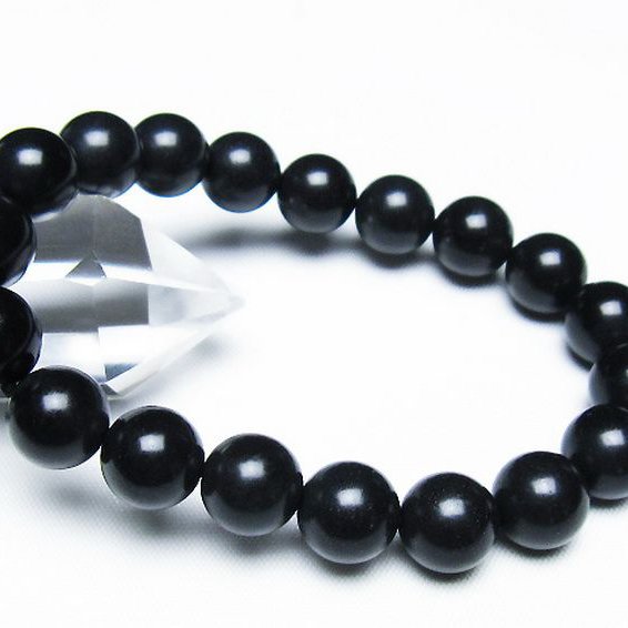 北海道上ノ国町産 ブラックシリカブレスレット 10mm [t325-5373]