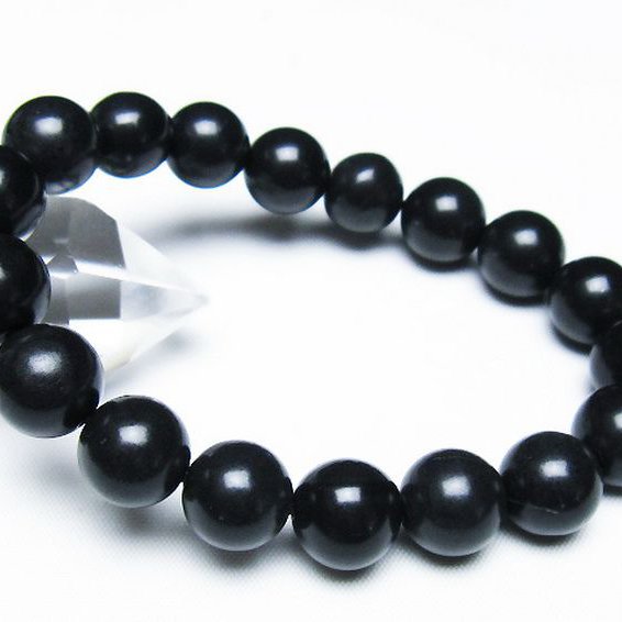 北海道上ノ国町産 ブラックシリカブレスレット 12mm [t325-5391]