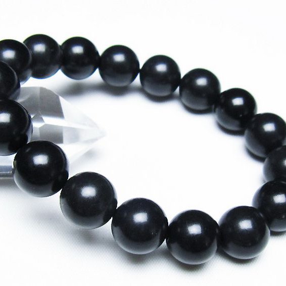 北海道上ノ国町産 ブラックシリカブレスレット 12mm [t325-5418]