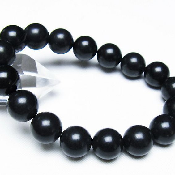 北海道上ノ国町産 ブラックシリカブレスレット 12mm [t325-5432]