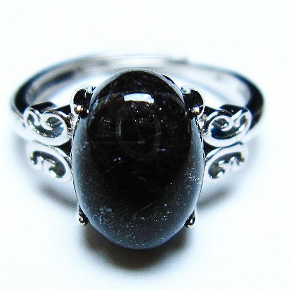 ブラックルチルクォーツ指輪(13号)[T343-1029]