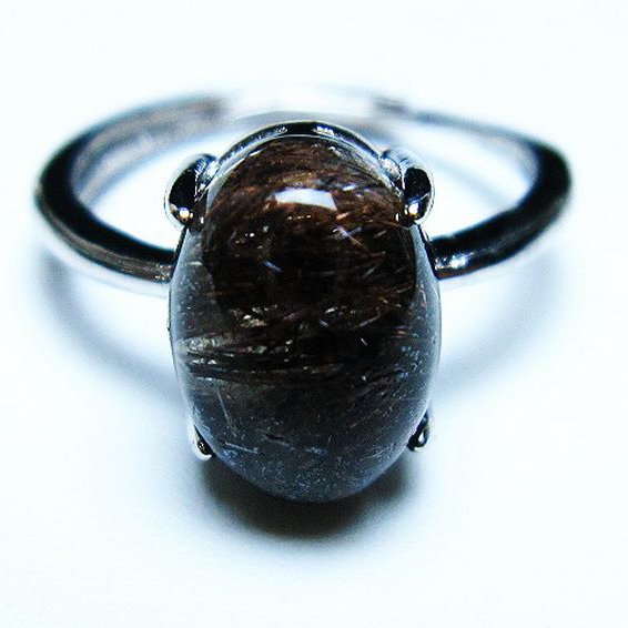 ブラックルチルクォーツ指輪(14号)[T343-1118]