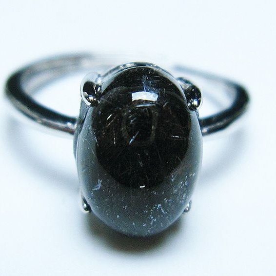 ブラックルチルクォーツ指輪(15号)[T343-1264]