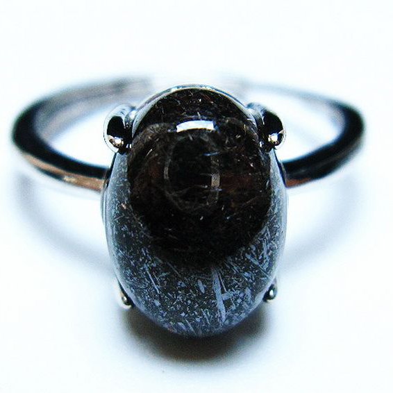 ブラックルチルクォーツ指輪(14号)[T343-998]
