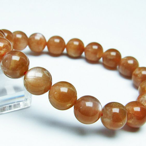 オレンジムーンストーンブレスレット10mm[T347-4733]