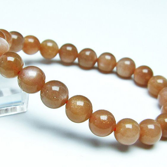パワーストーン 天然石 オレンジムーンストーンブレスレット9mm[T347-4746]