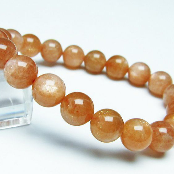 オレンジムーンストーンブレスレット10mm[T347-4762]