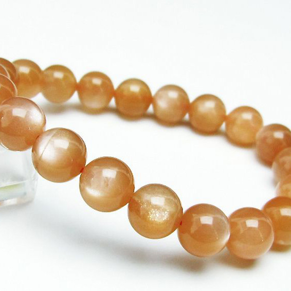 パワーストーン 天然石 オレンジムーンストーンブレスレット10mm[T347-4791]