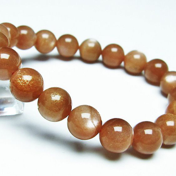 オレンジムーンストーンブレスレット10mm[T347-4967]
