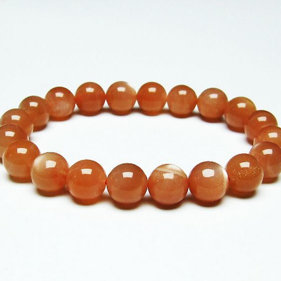 オレンジムーンストーンブレスレット 10mm [T347-5229]