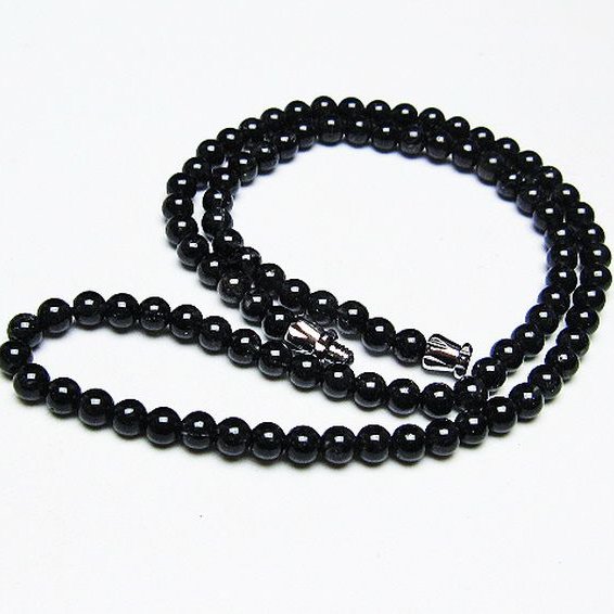ブラックルチルクォーツネックレス 4mm [T354-6078]