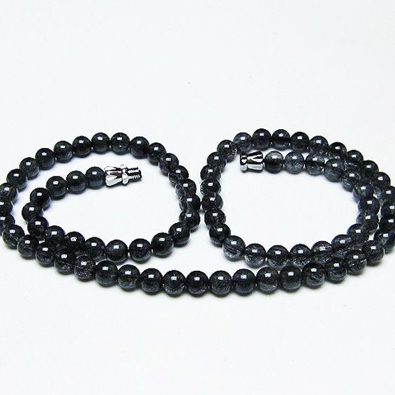 ブラックルチルクォーツネックレス 5mm [T354-6119]