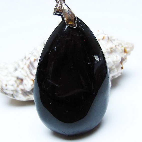 モリオン 純天然 黒水晶 ペンダント[T359-1993]