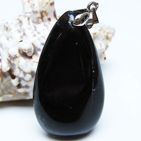 モリオン 純天然 黒水晶 ペンダント[T359-2002]