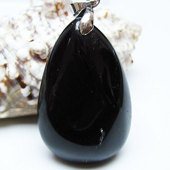 モリオン 純天然 黒水晶 ペンダント[T359-2056]