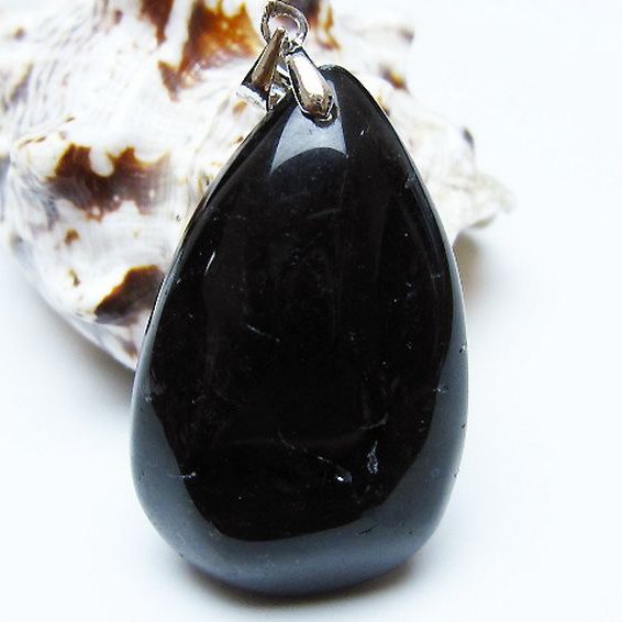 モリオン 純天然 黒水晶 ペンダント[T359-2081]