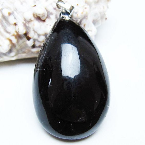 モリオン 純天然 黒水晶 ペンダント[T359-2084]