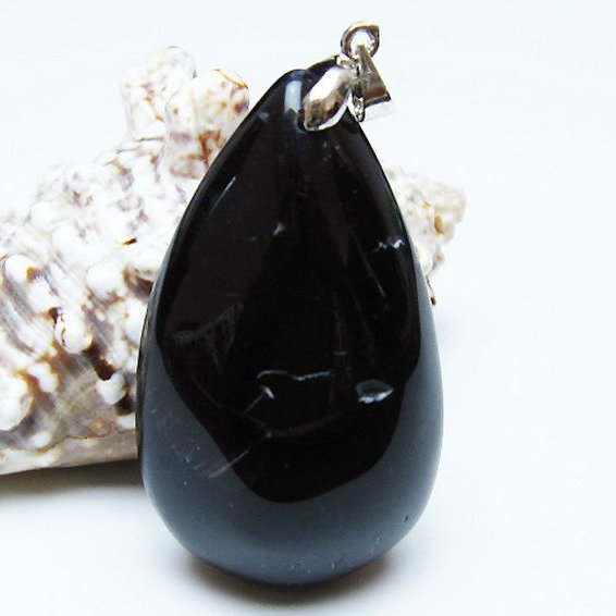 モリオン 純天然 黒水晶 ペンダント[T359-2101]