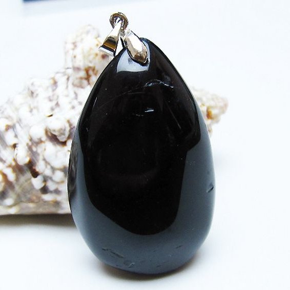 モリオン 純天然 黒水晶 ペンダント[T359-2117]