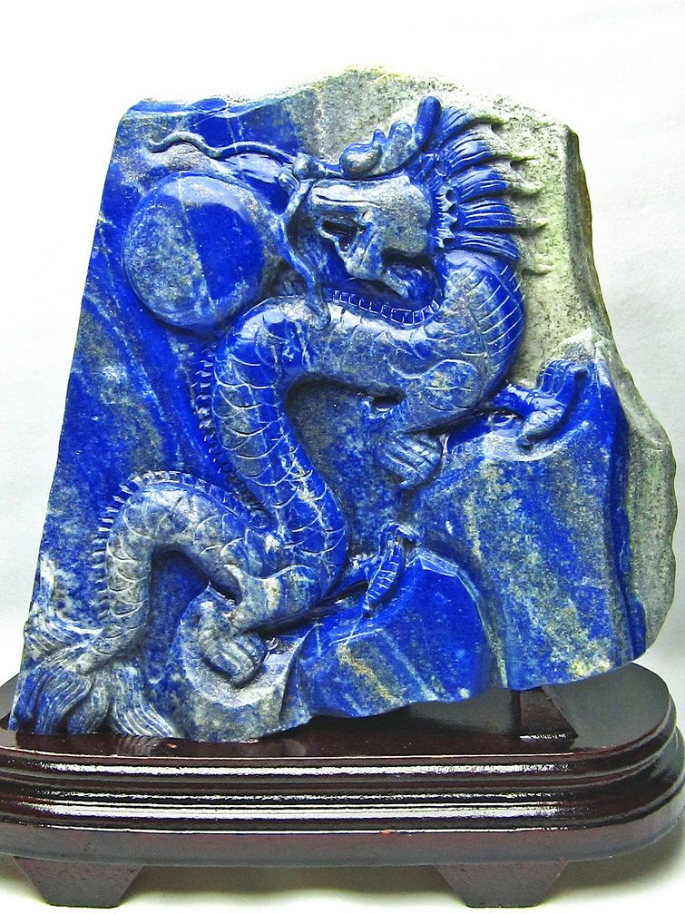 4.8Kgラピスラズリ手彫り龍置物[T362-393]