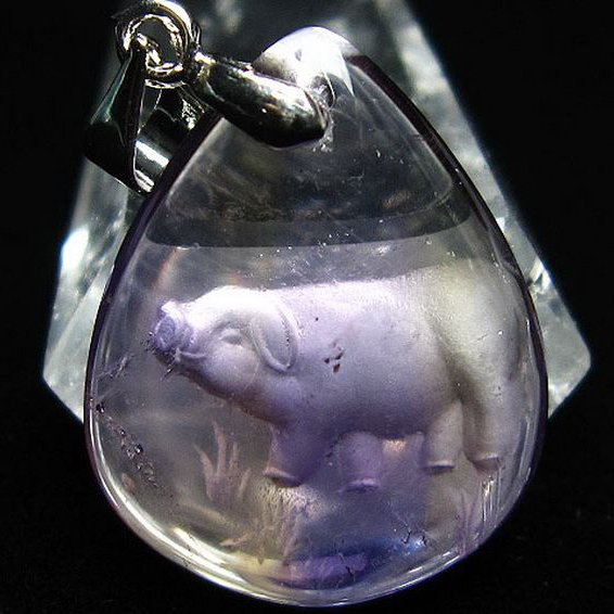 アメトリン十二支「亥」彫刻入りペンダント[T365-569]