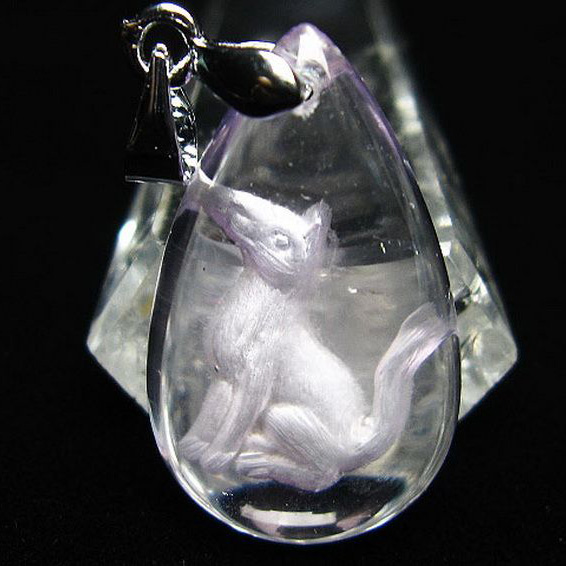 アメジスト十二支「戌」彫刻入りペンダント[T365-654]