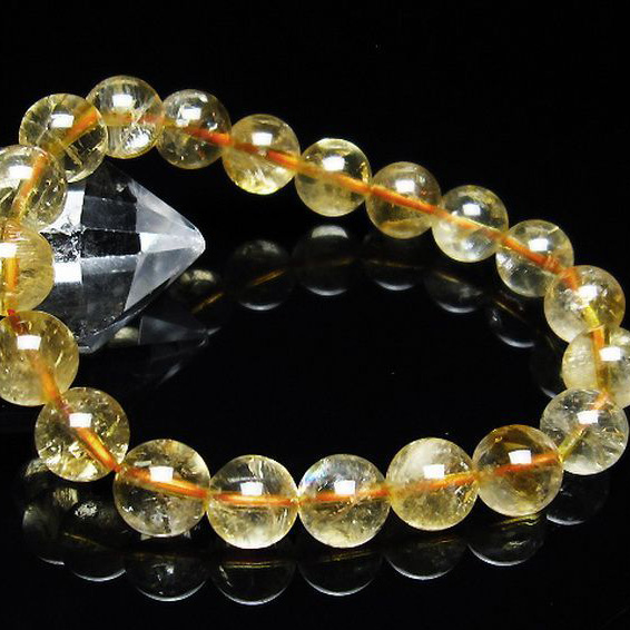 虹入りシトリンブレスレット10mm[T366-11314]