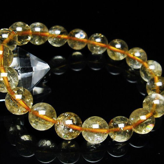 虹入りシトリンブレスレット11mm[T366-11335]