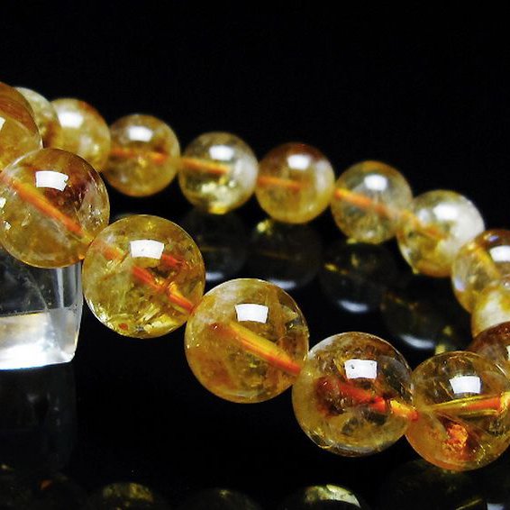 虹入りシトリンブレスレット 12mm [t366-13574]