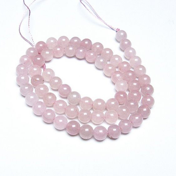 パワーストーン 天然石 ローズクォーツ一連 6mm [T374-1840]