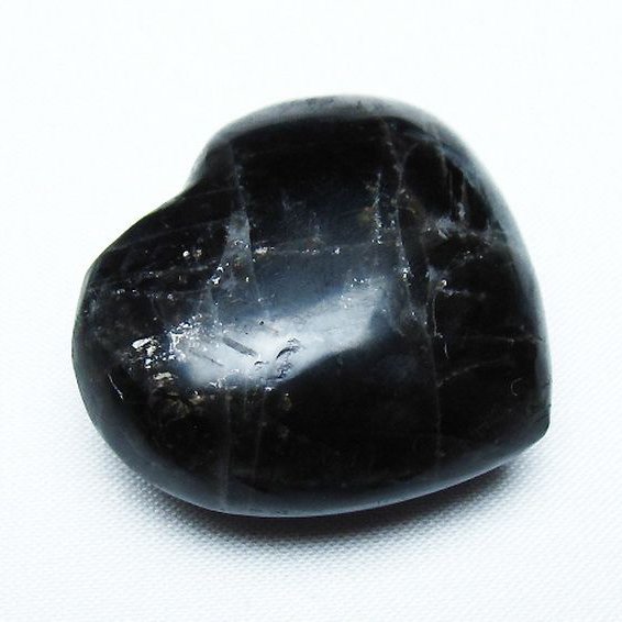 モリオン 純天然 黒水晶 ハート 置物[T375-4563]