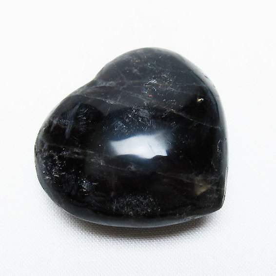 モリオン 純天然 黒水晶 ハート 置物[T375-4682]