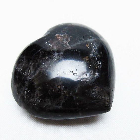 モリオン 純天然 黒水晶 ハート 置物[T375-4688]