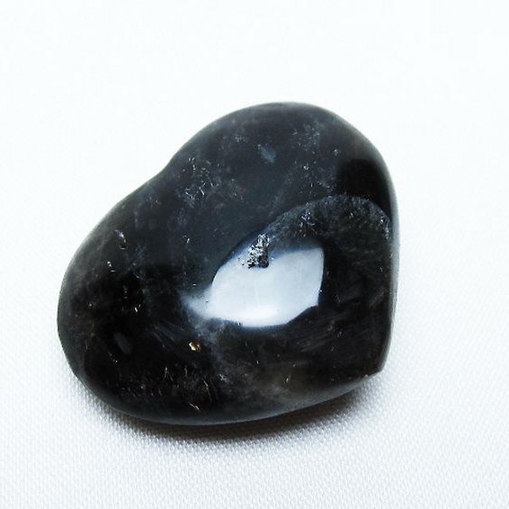 モリオン 純天然 黒水晶 ハート 置物[T375-4957]
