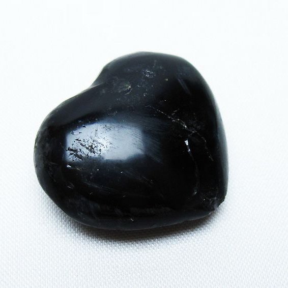 モリオン 純天然 黒水晶 ハート 置物[T375-4968]